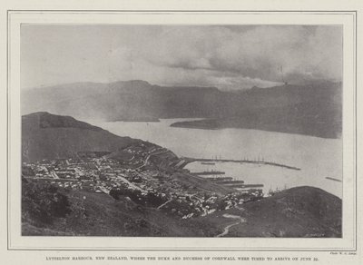 Lyttelton Harbour, New Zealand, hvor hertugen og hertuginnen av Cornwall ble tidsbestemt til å ankomme 22. juni av English Photographer