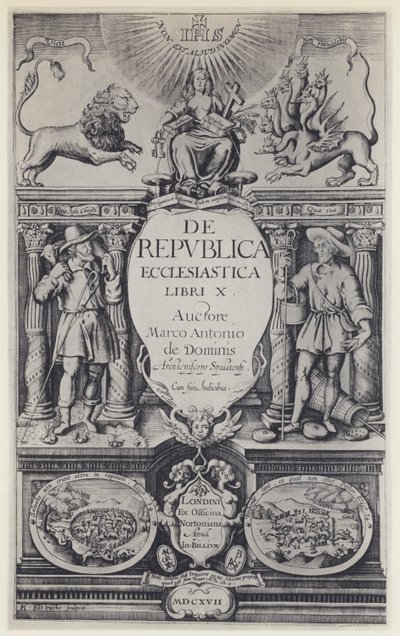 MA de Dominis, De republica ecclesiastica, G Norton og J Bill 1617 (s/hvitt-bilde) av English Photographer