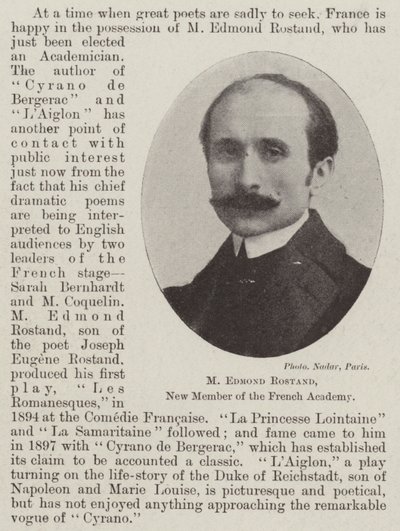 M Edmond Rostand, nytt medlem av det franske akademiet av English Photographer