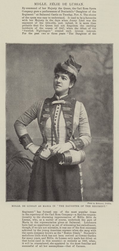 Mademoiselle de Lussan som Maria i Regimentets datter av English Photographer