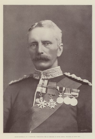 Generalmajor E R P Woodgate, som kommanderte 9. brigade i Sør-Afrika, såret ved Spion Kop av English Photographer