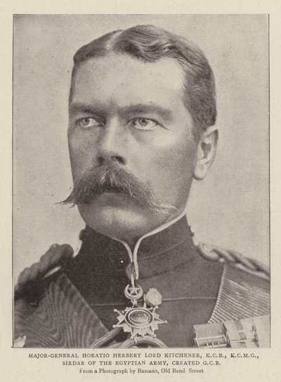 Generalmajor Horatio Herbert Lord Kitchener, KCB, KCMG, Sirdar fra den egyptiske hæren, opprettet GCB av English Photographer