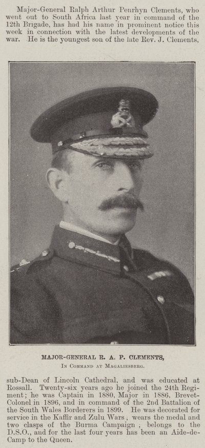 Generalmajor RAP Clements, i kommando ved Magaliesberg av English Photographer