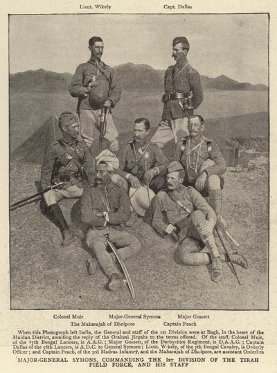 Generalmajor Symons, kommanderende 1. divisjon av Tirah Field Force, og hans stab av English Photographer