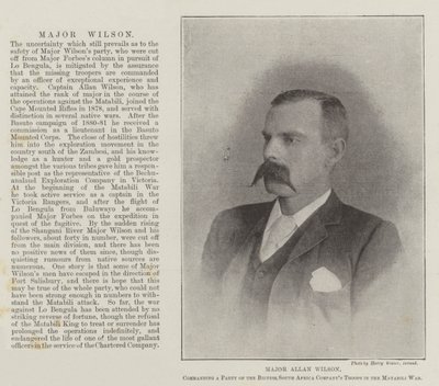 Major Allan Wilson, kommanderte et parti av de britiske Sør-Afrika-kompaniets tropper i Matabili-krigen av English Photographer