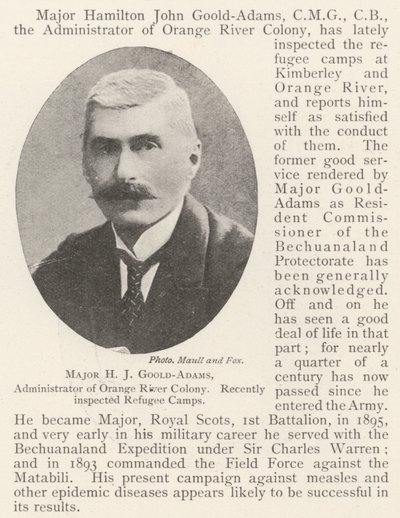 Major H J Goold-Adams, administrator av Orange River Colony, inspiserte nylig flyktningleire av English Photographer
