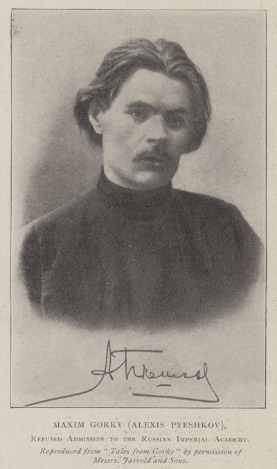 Maxim Gorky (Alexis Pyeshkov), nektet opptak til det russiske keiserakademiet av English Photographer