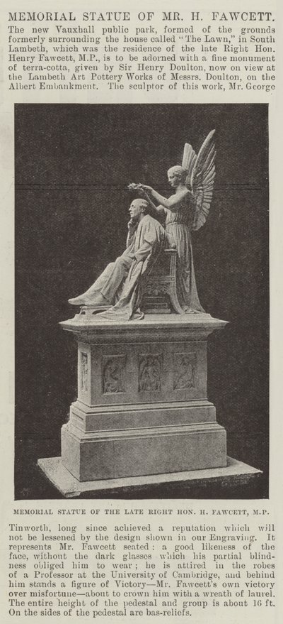 Minnestatue av Mr H Fawcett av English Photographer