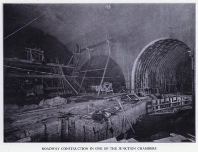 Mersey Tunnel: Roadway Construction i et av Junction Chambers (s/hv-bilde) av English Photographer