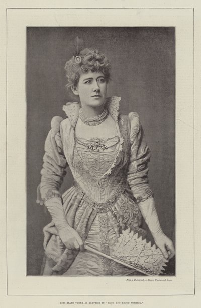 Frøken Ellen Terry som Beatrice i Much Ado About Nothing av English Photographer