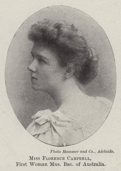 Frøken Florence Campbell, First Woman Bachelor of Music of Australia av English Photographer