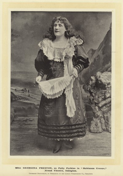 Frøken Georgina Preston, som Polly Perkins i Robinson Crusoe, Grand Theatre, Islington av English Photographer