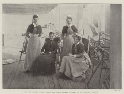Frøken Norman, Lady Superintendent og Nursing Sisters, om bord på Hospital-Ship Trojan av English Photographer