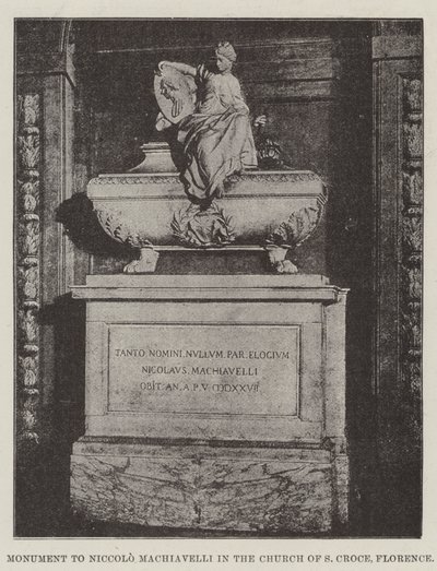 Monument til Niccolo Machiavelli i kirken S Croce, Firenze av English Photographer