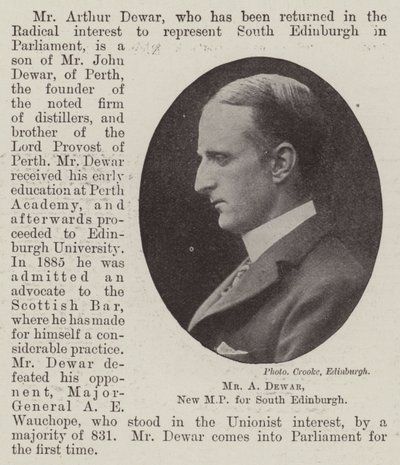 Mr A Dewar, ny MP for South Edinburgh av English Photographer