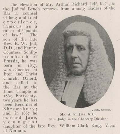 Mr A R Jelf, KC, ny dommer i Chancery Division av English Photographer
