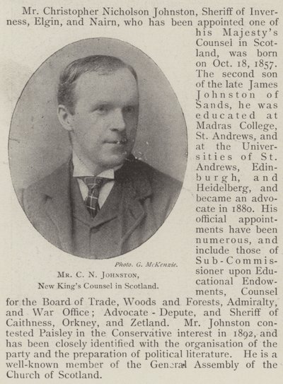 Mr C N Johnston, New Kings Counsel i Skottland av English Photographer