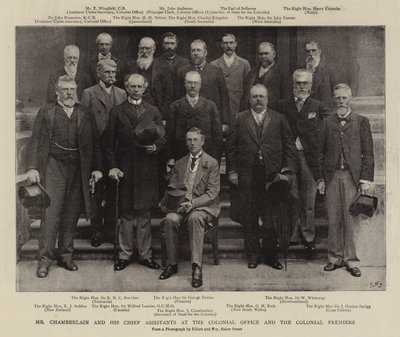 Mr Chamberlain og hans sjefassistenter ved Colonial Office og Colonial Premiers av English Photographer