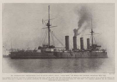 Mr Chamberlains kommende besøk i Sør-Afrika, HMS Good Hope, som kolonialsekretæren vil seile på av English Photographer