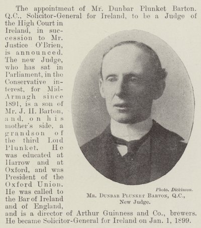 Mr Dunbar Plunket Barton, QC, ny dommer av English Photographer
