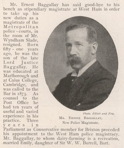 Ernest Baggallay, ny politidommer av English Photographer