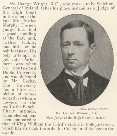 Mr George Wright, KC, ny dommer ved High Court i Irland av English Photographer