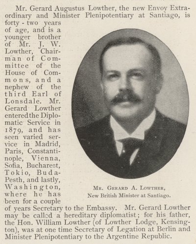 Gerard A Lowther, ny britisk minister i Santiago av English Photographer