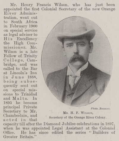 Mr HF Wilson, sekretær for Orange River Colony av English Photographer
