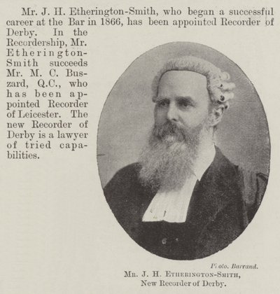 Mr J H Etherington-Smith, ny opptaker av Derby av English Photographer
