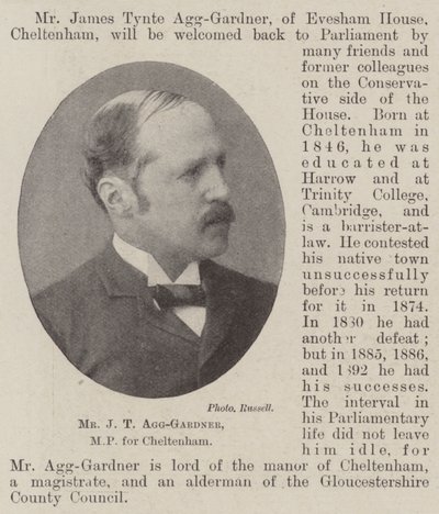 Mr JT Agg-Gardner, MP for Cheltenham av English Photographer