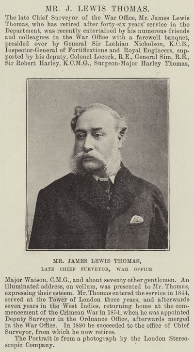 Mr James Lewis Thomas, avdøde sjefsmåler, krigskontoret av English Photographer