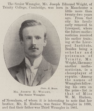 Mr Joseph E Wright, senior Wrangler av English Photographer