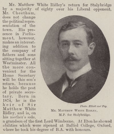 Matthew White Ridley, MP for Stalybridge av English Photographer