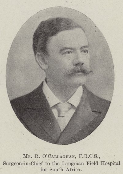 Mr R OCallaghan, FRCS, sjefskirurg ved Langman feltsykehus for Sør-Afrika av English Photographer