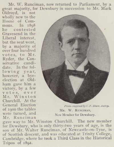 Mr W Runciman, nytt medlem for Dewsbury av English Photographer