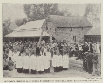 New Native Church of St Augustine, Modderspoort, Orange Free State, legger grunnstein av English Photographer