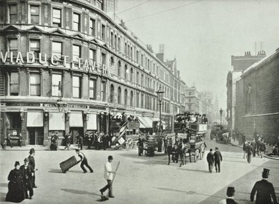 Newgate Street, med utsikt østover fra Old Bailey, City of London, 1890 av English Photographer