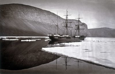 Nordpolen: Stoppet av isen utenfor kappen Prescott - i "" Fortelling om en reise til Polarsee under 1875-76", GS Nares, red. London av English Photographer