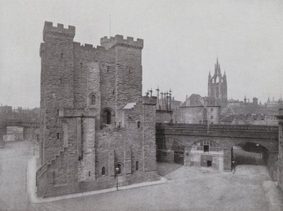 Old Castle, Black Gate og Cathedral, Newcastle (s/hvitt bilde) av English Photographer