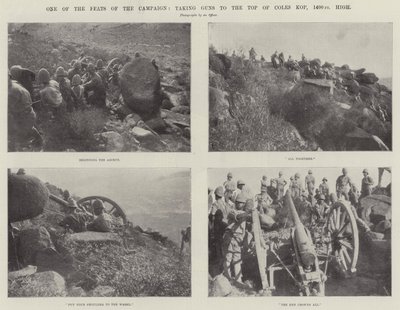 En av kampanjens bragder, tar Guns til toppen av Coles Kop, 1400 fot høy av English Photographer