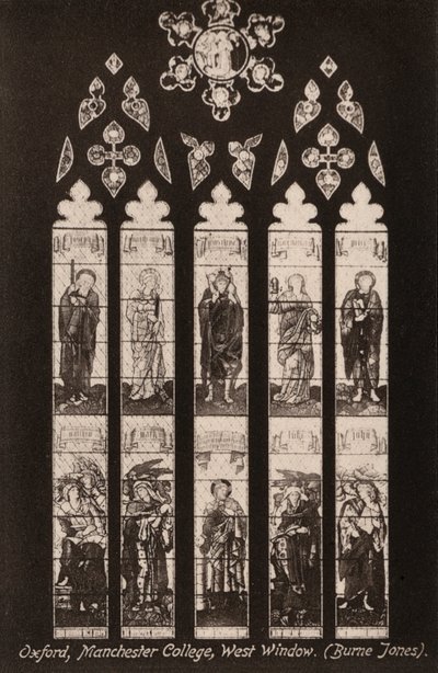 Oxford, Manchester College, West Window, Burne Jones (s/hvitt-bilde) av English Photographer