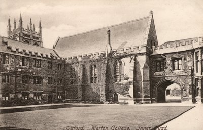 Oxford, Merton College, Inner Quad (s/hvitt bilde) av English Photographer
