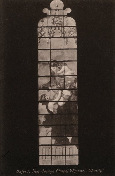 Oxford, New College Chapel Window, Charity (s/hvitt-bilde) av English Photographer