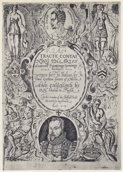 P Lomazzo, En traktat som inneholder kunsten å male det vakre, Tr R Haydock, J Barnes, Oxford 1598 (s/h-foto) av English Photographer