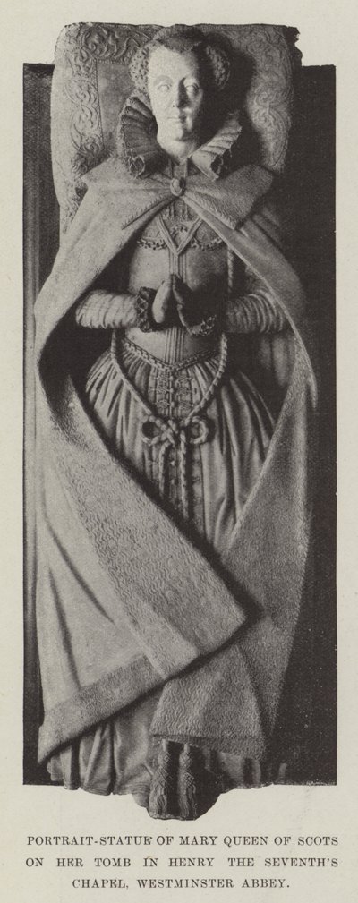 Portrett-statue av Mary Queen of Scots på graven hennes i Henry the Sevenths Chapel, Westminster Abbey av English Photographer