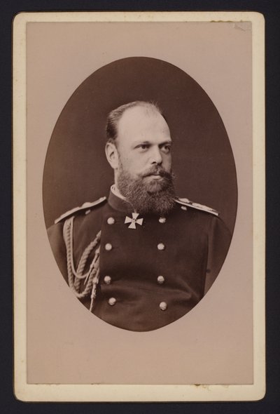 Portrett, tsar Alexander III av Russland (s/hvitt bilde) av English Photographer