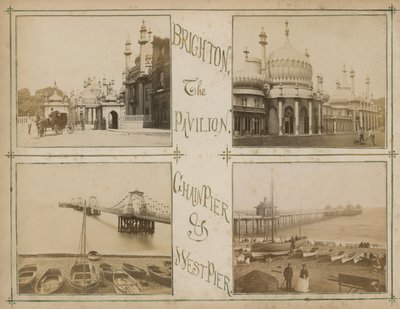 Postkort med bilder som viser utsikt over Brighton av English Photographer