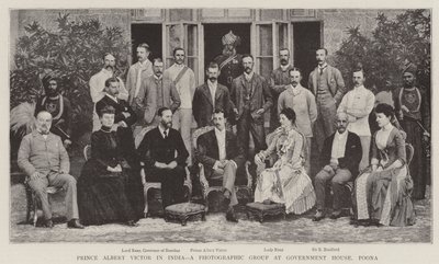 Prins Albert Victor i India, en fotografisk gruppe ved Government House, Poona av English Photographer