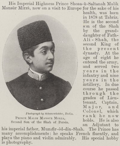 Prins Malik Mansur Mirza, andre sønn av sjahen av Persia av English Photographer