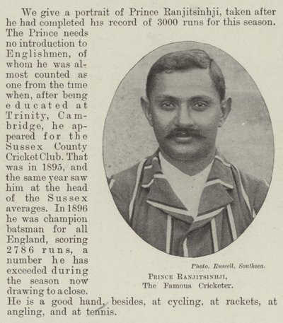 Prins Ranjitsinhji, den berømte cricketspilleren av English Photographer